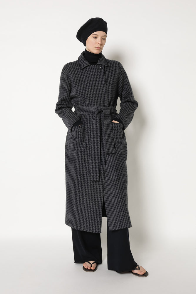 houndstooth maxi coat
