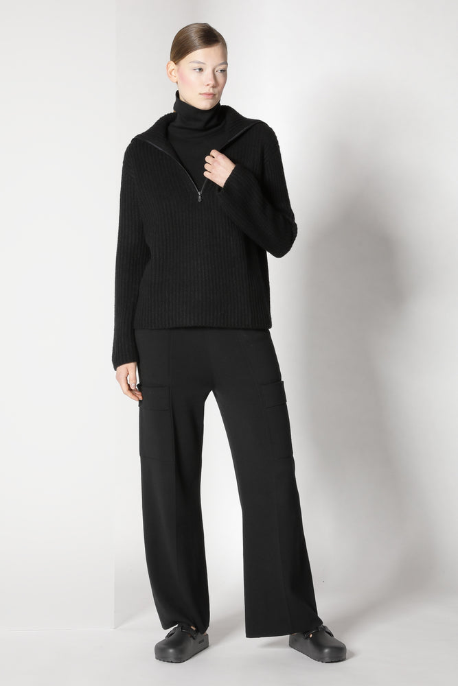 blurry ribbed zip-jumper