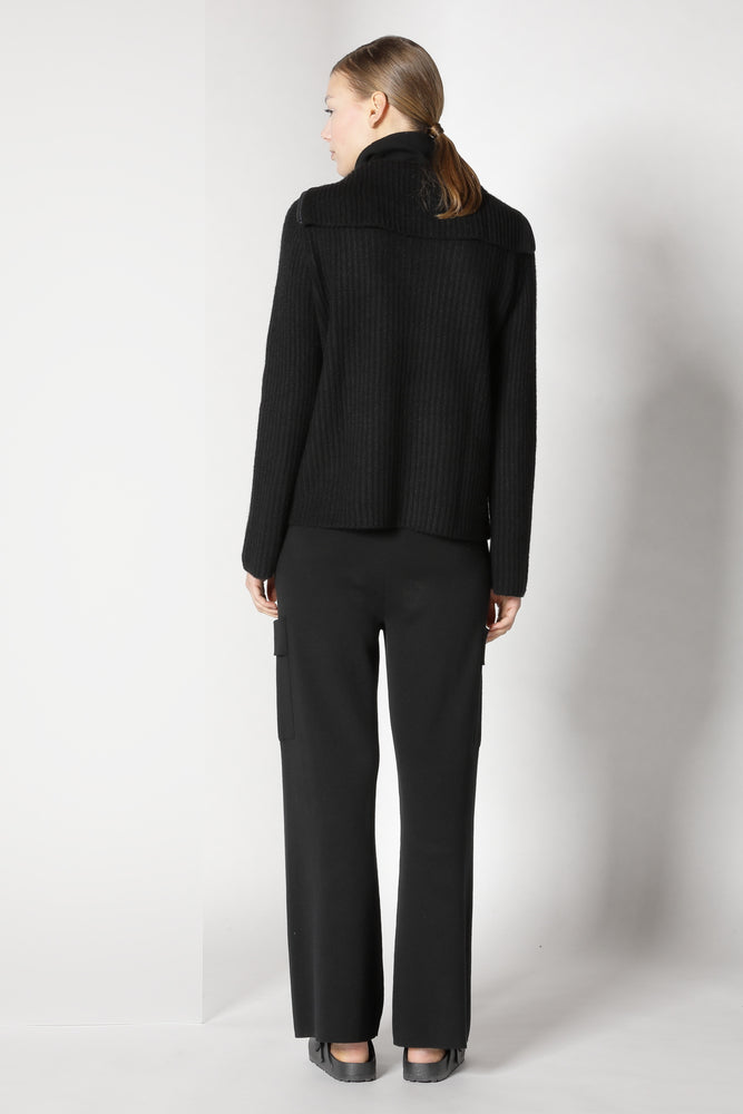 blurry ribbed zip-jumper