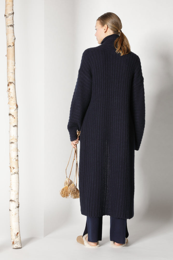 fluffy ribbed maxi coat