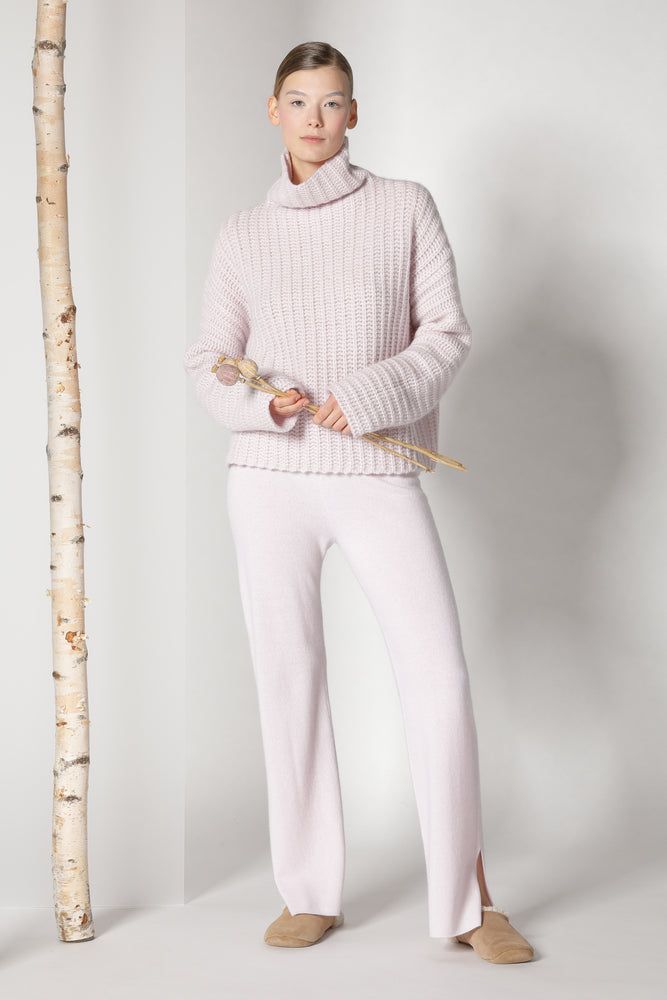 fluffy ribbed turtleneck jumper