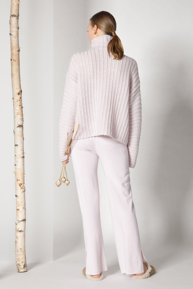 fluffy ribbed turtleneck jumper