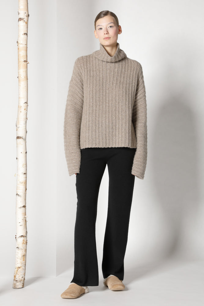 fluffy ribbed turtleneck jumper