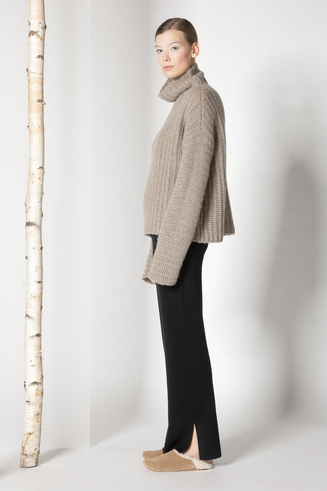 fluffy ribbed turtleneck jumper