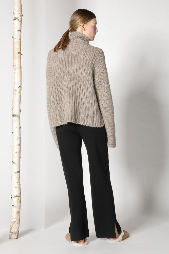 fluffy ribbed turtleneck jumper