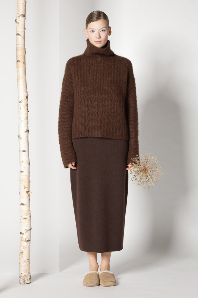 fluffy ribbed turtleneck jumper