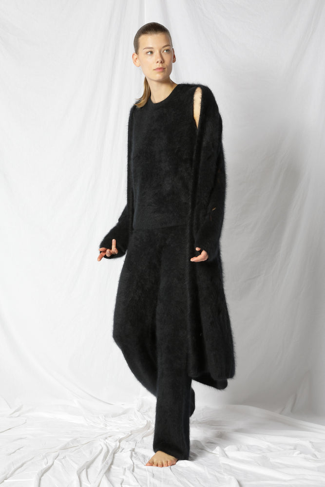 furry flower maxi coat