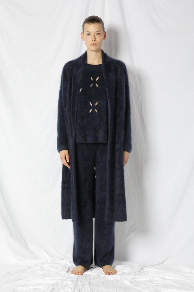 furry flower maxi coat