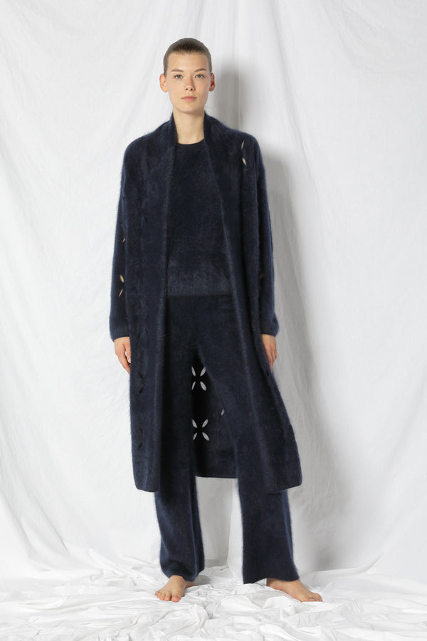 furry flower maxi coat