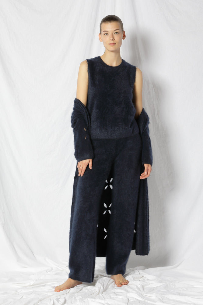 furry flower maxi coat