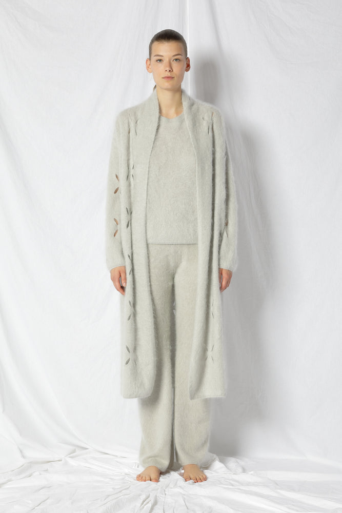 furry flower maxi coat