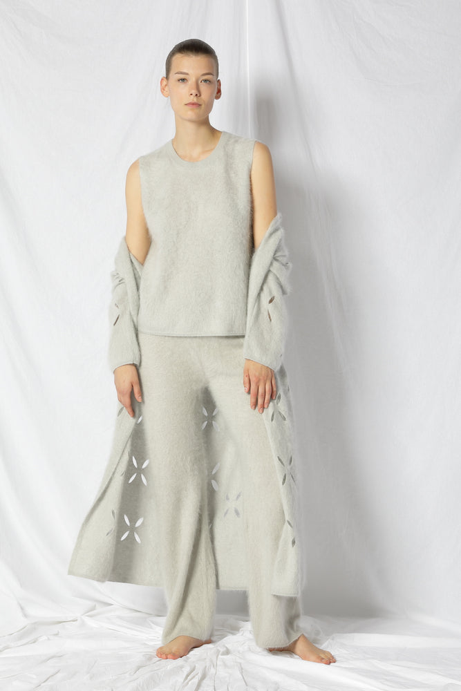 furry flower maxi coat