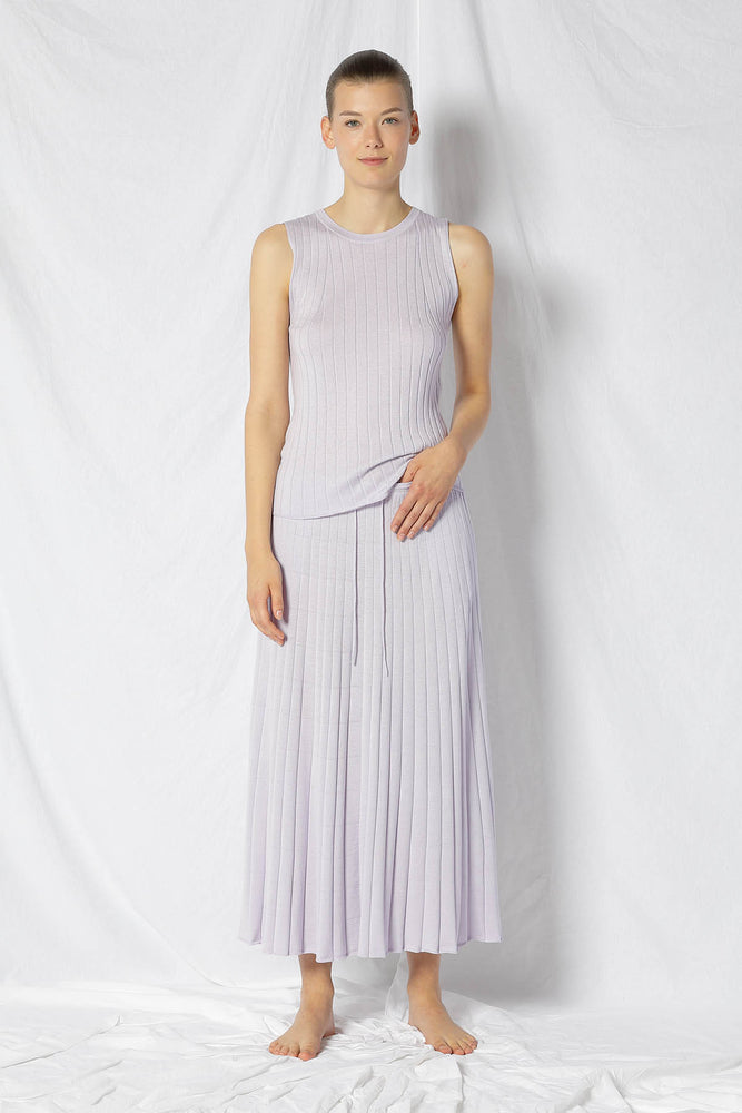 silky rib circle skirt