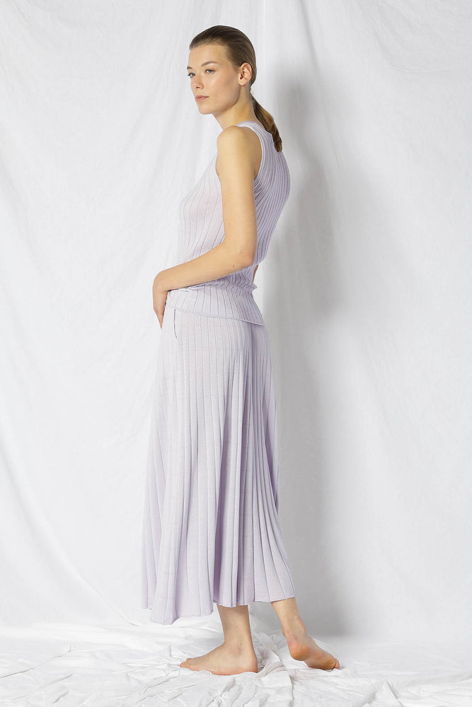 silky rib circle skirt