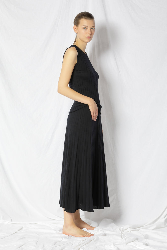 silky rib circle skirt