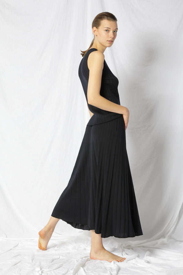 silky rib circle skirt