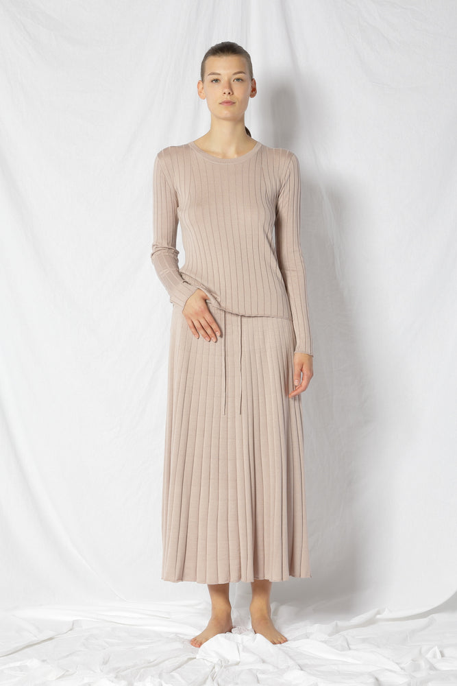 silky rib circle skirt