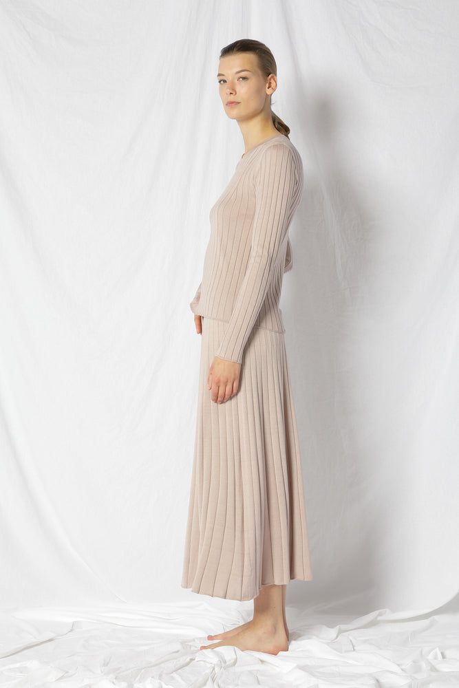 silky rib circle skirt