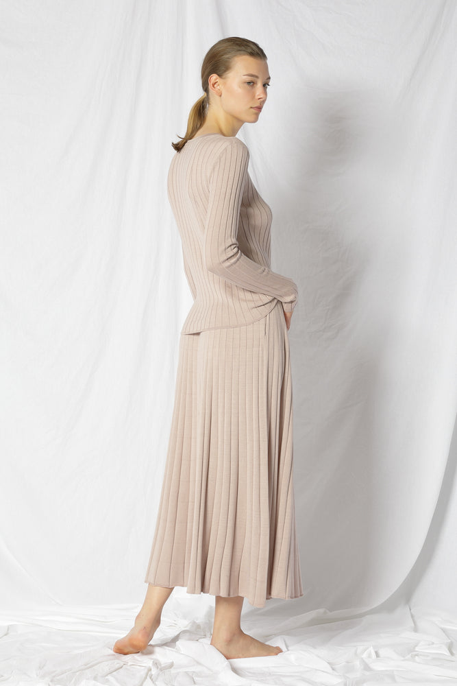 silky rib circle skirt