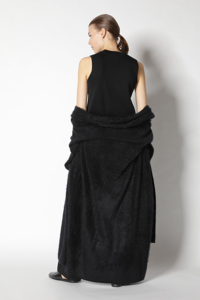 furry maxi scarf coat