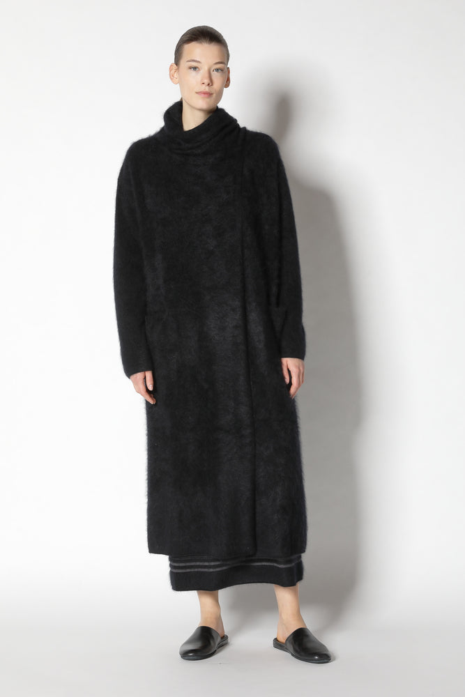 furry maxi scarf coat