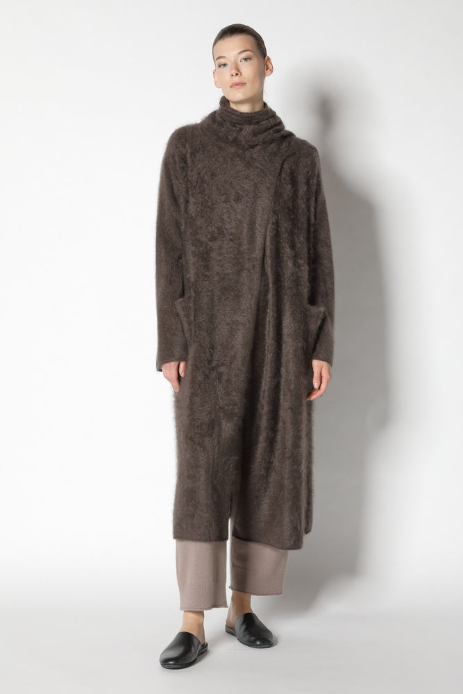 furry maxi scarf coat