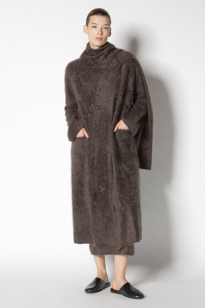 furry maxi scarf coat