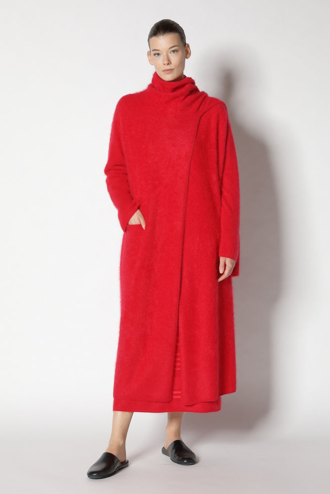 furry maxi scarf coat