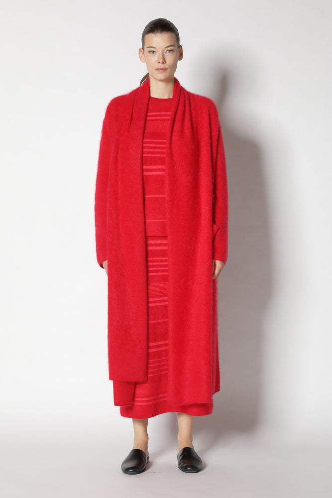 furry maxi scarf coat