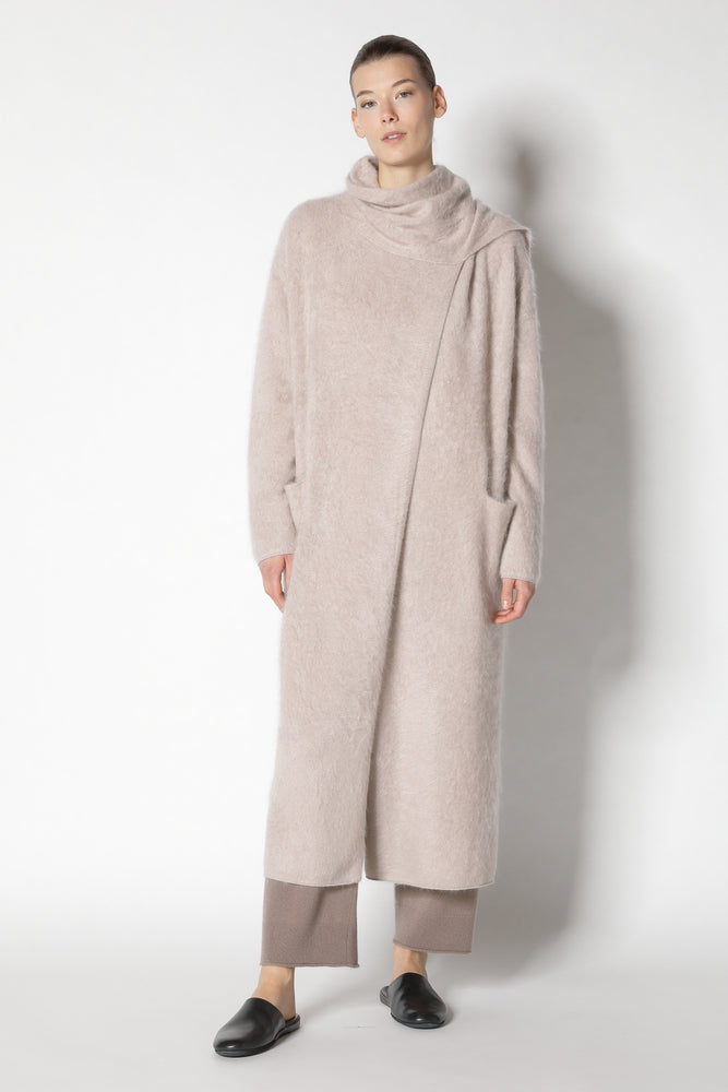 furry maxi scarf coat