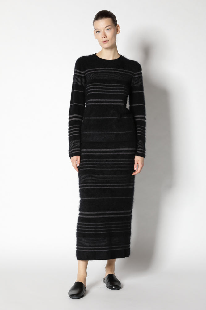 furry striped crew jumper