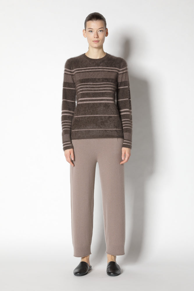 furry striped crew jumper