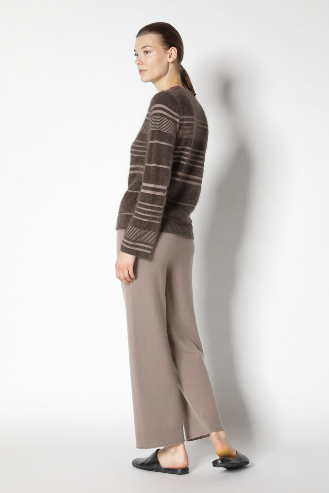 furry striped crew jumper