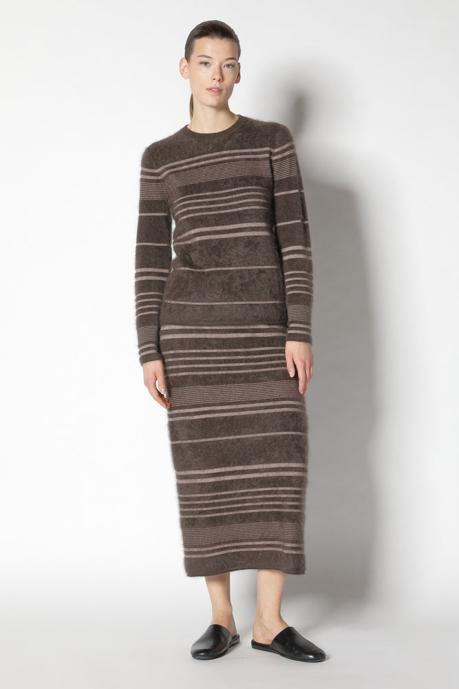 furry striped crew jumper