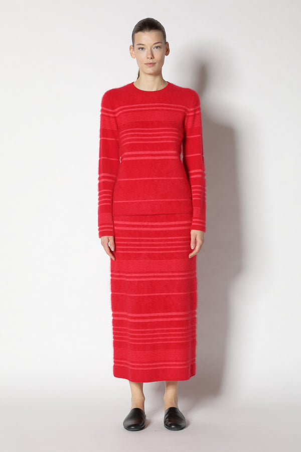 furry striped crew jumper