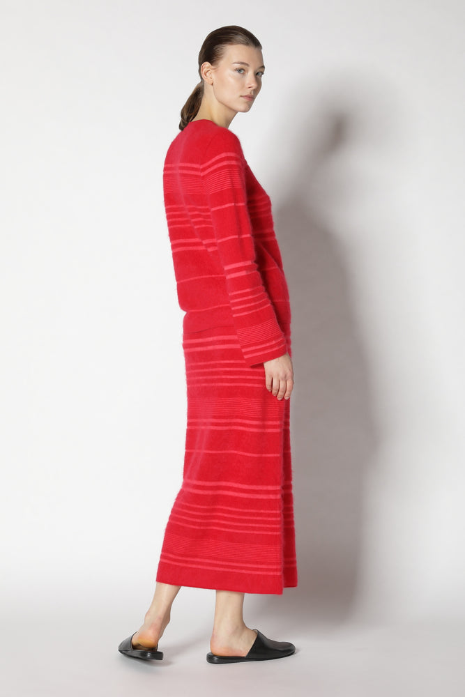 furry striped crew jumper