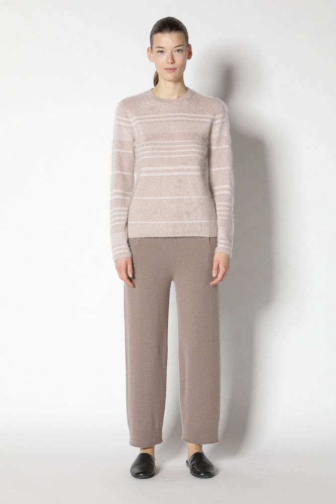 furry striped crew jumper