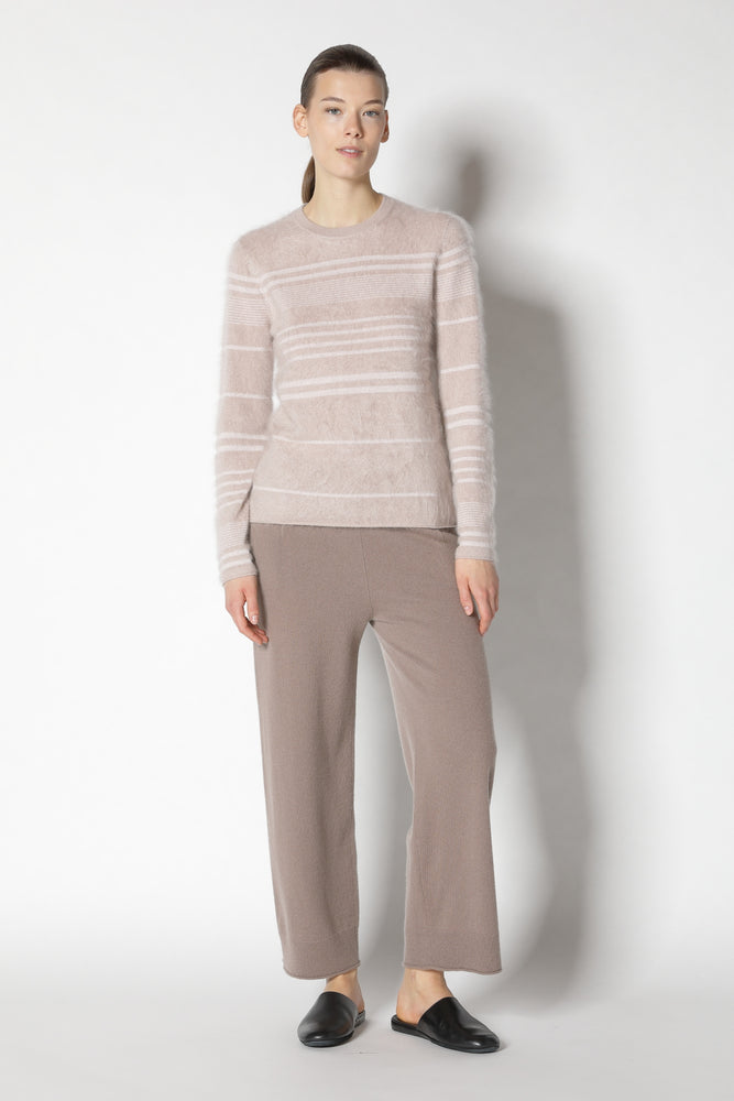 furry striped crew jumper