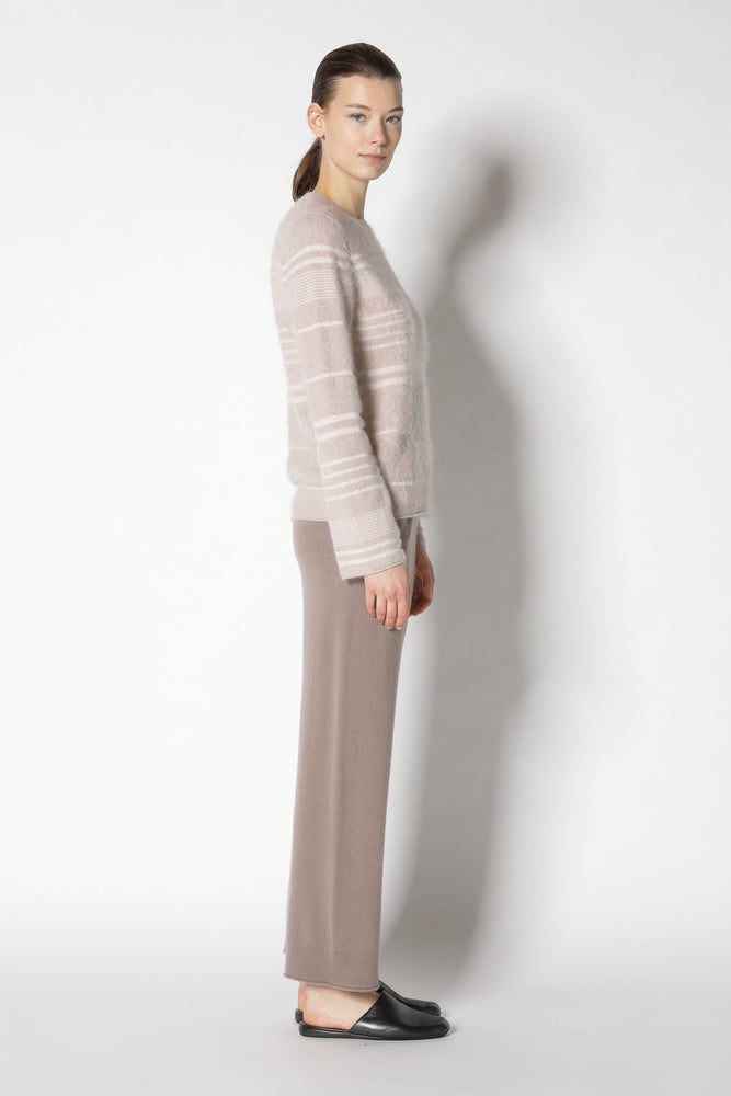 furry striped crew jumper