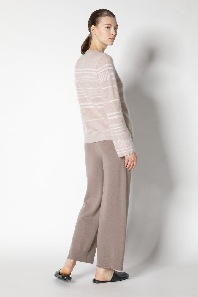 furry striped crew jumper