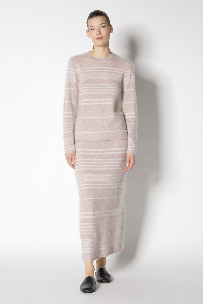 furry striped crew jumper