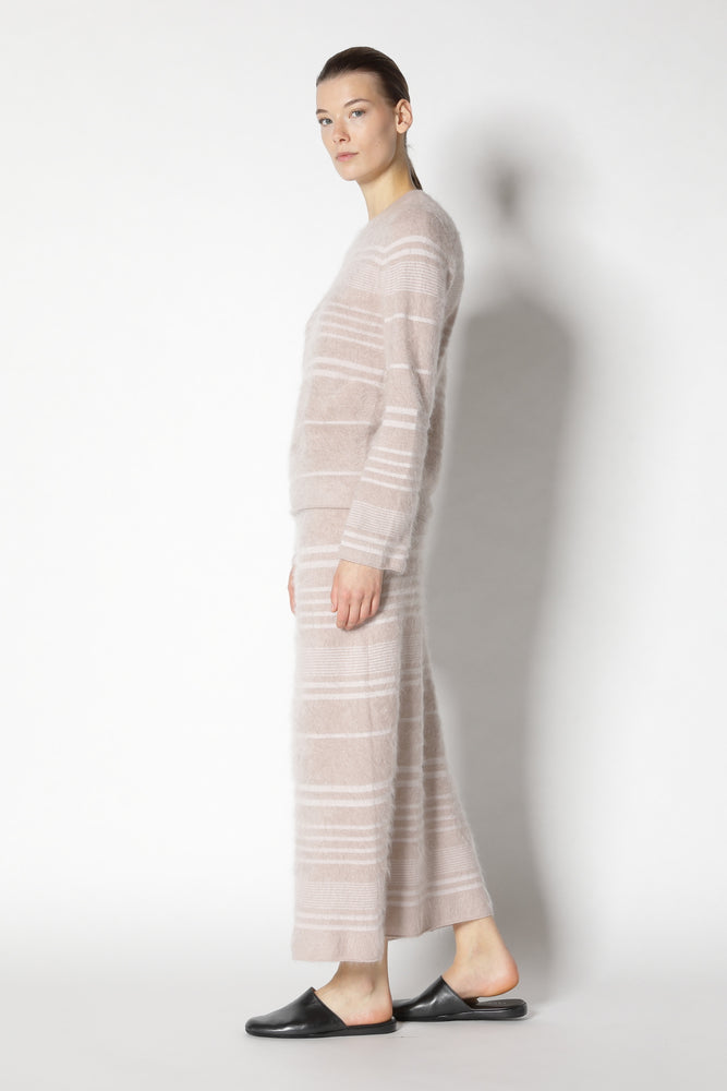 furry striped crew jumper