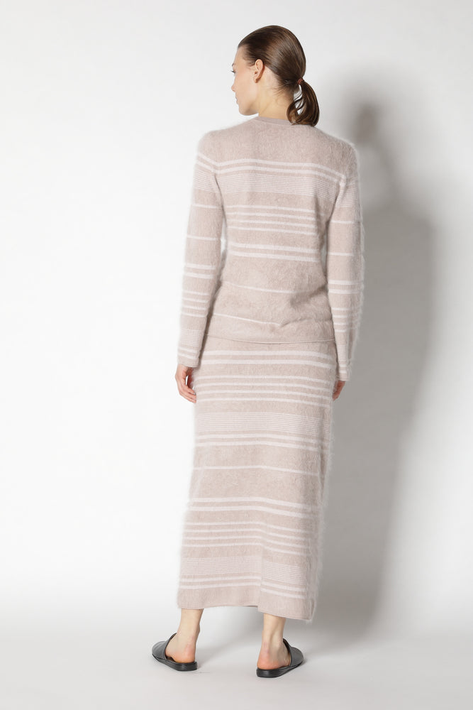 furry striped crew jumper