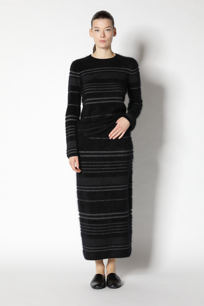 furry striped maxi skirt