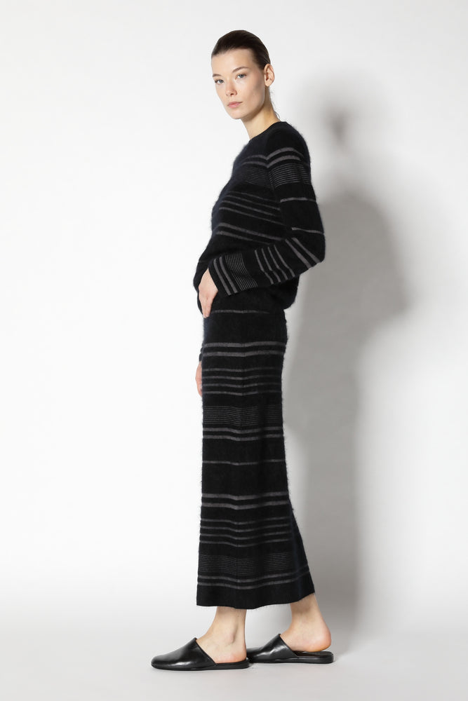 furry striped maxi skirt