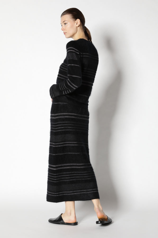 furry striped maxi skirt