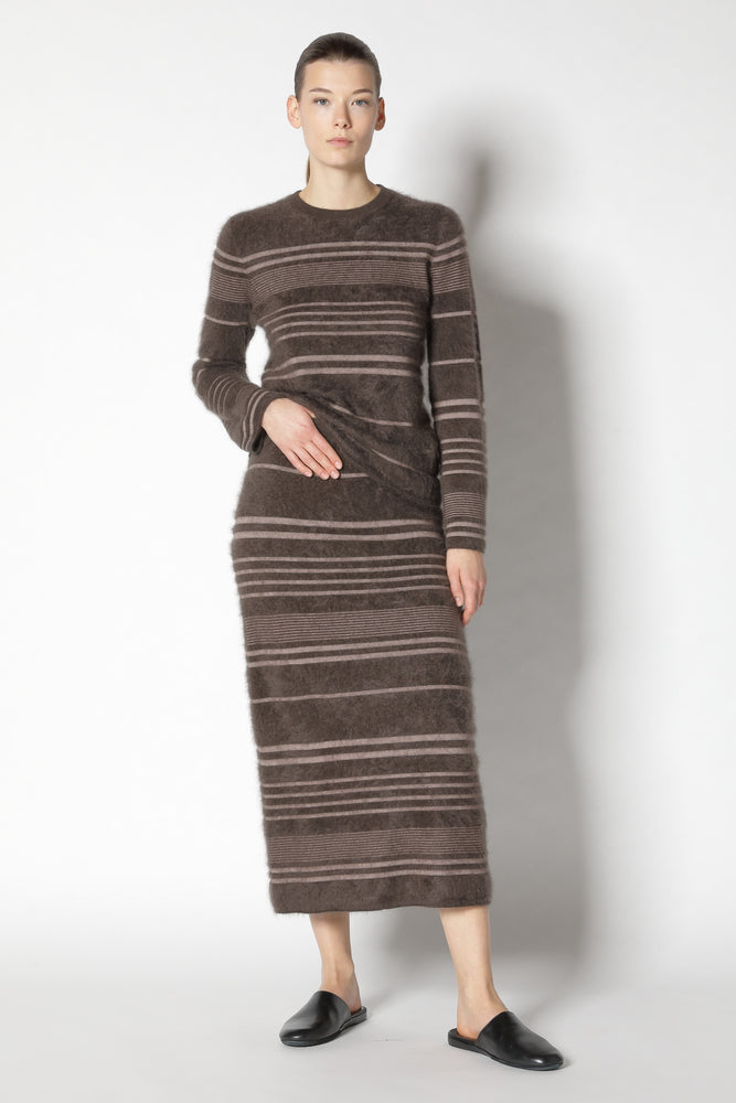 furry striped maxi skirt