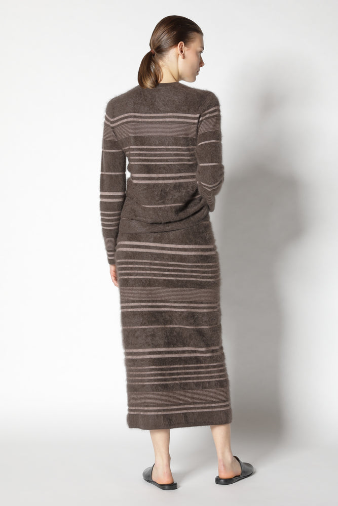 furry striped maxi skirt