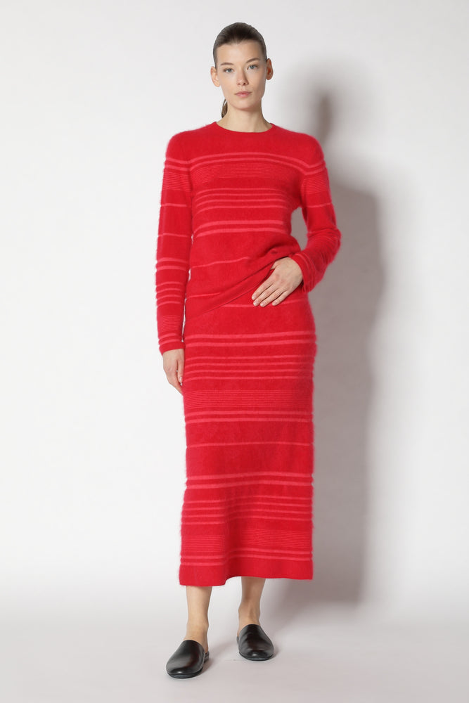 furry striped maxi skirt