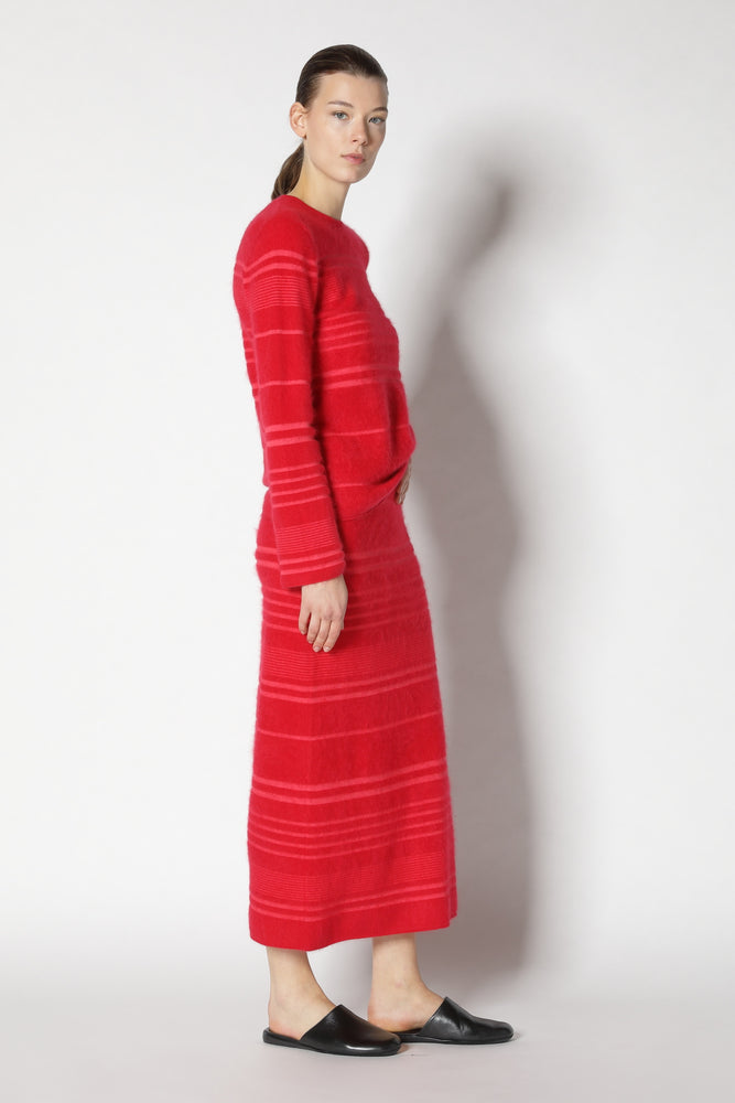 furry striped maxi skirt